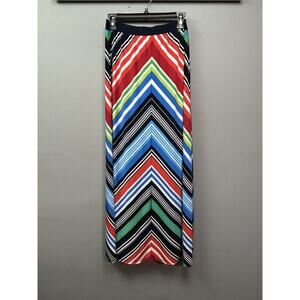 Ruby Rd Skirt Womens Medium Multicolor Chevron‎ Stretch Maxi Boho Bold Pattern